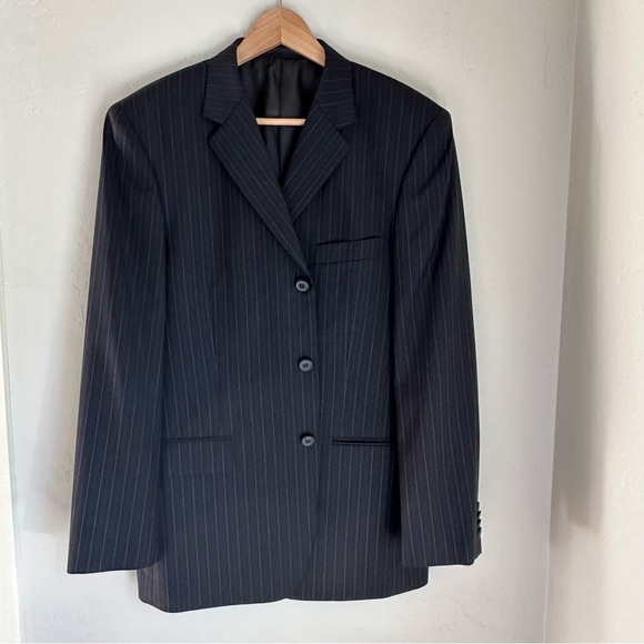 Loro Piana Wool by Ovvio Men's  3 Button Pinstripe Blazer Size: 42 - Picture 15 of 15